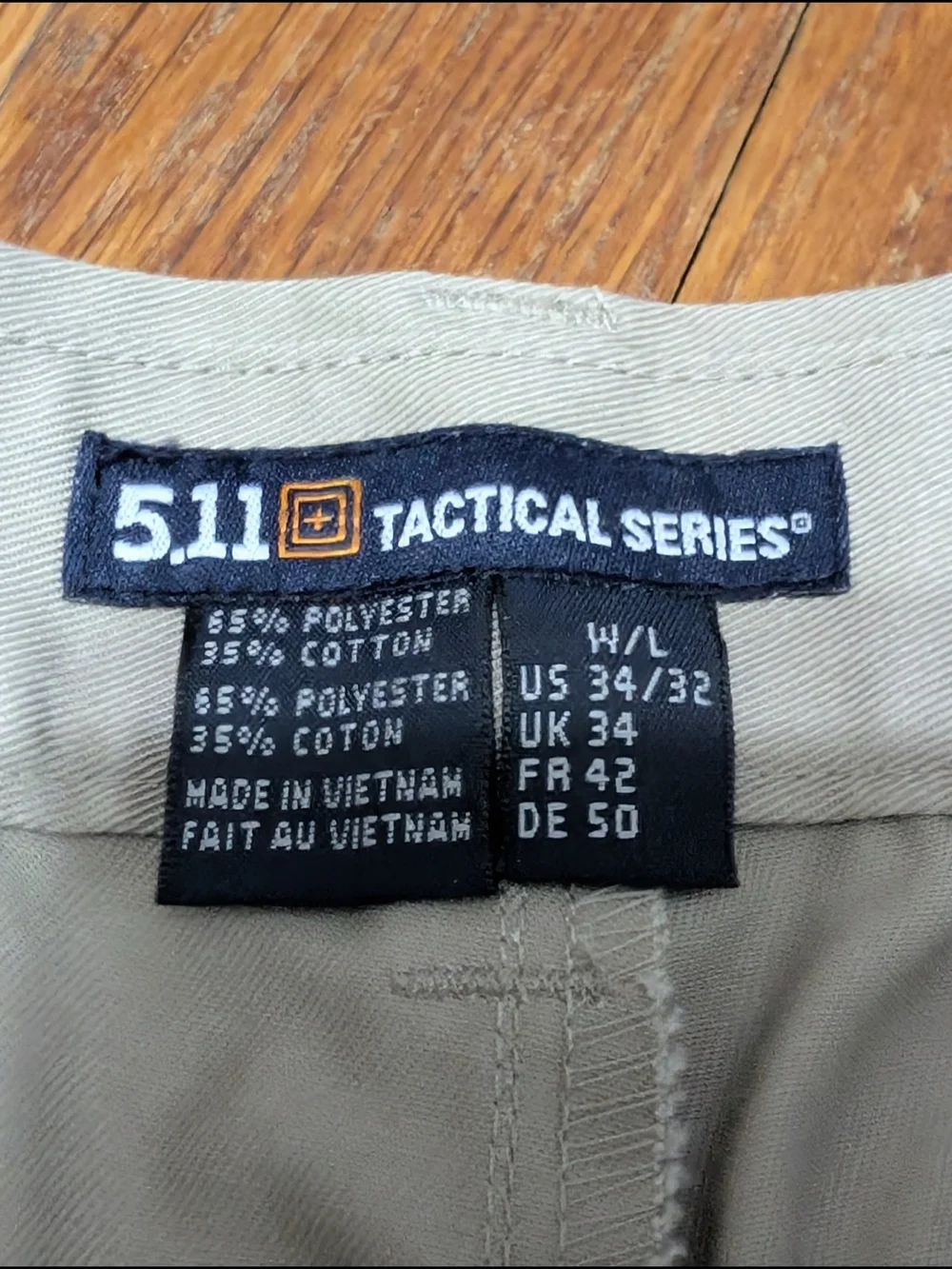 5.11 Tactical Mens 34x32 Covert Khaki Hidden Elastic Waist Tech Pants